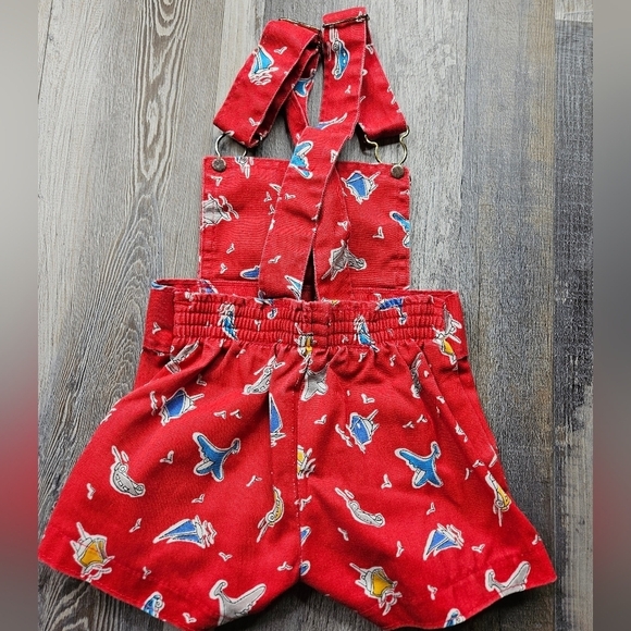 CuteCumber Kids Overalls Vintage 18 Months Red with sailing pattern - Picture 4 of 6